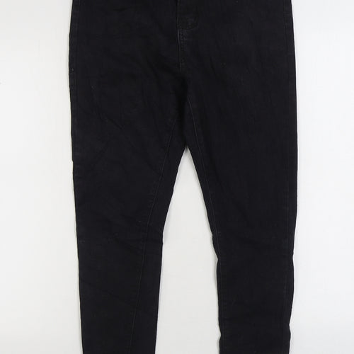Boohoo Womens Black Cotton Skinny Jeans Size 12 L25 in Regular Zip
