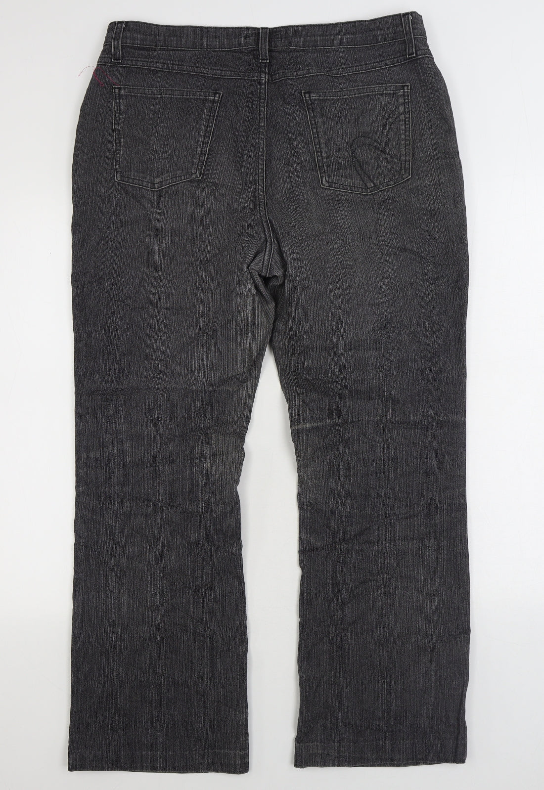 Per Una Womens Black Cotton Straight Jeans Size 16 L27 in Regular Zip