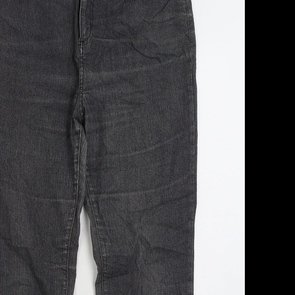 Per Una Womens Black Cotton Straight Jeans Size 16 L27 in Regular Zip