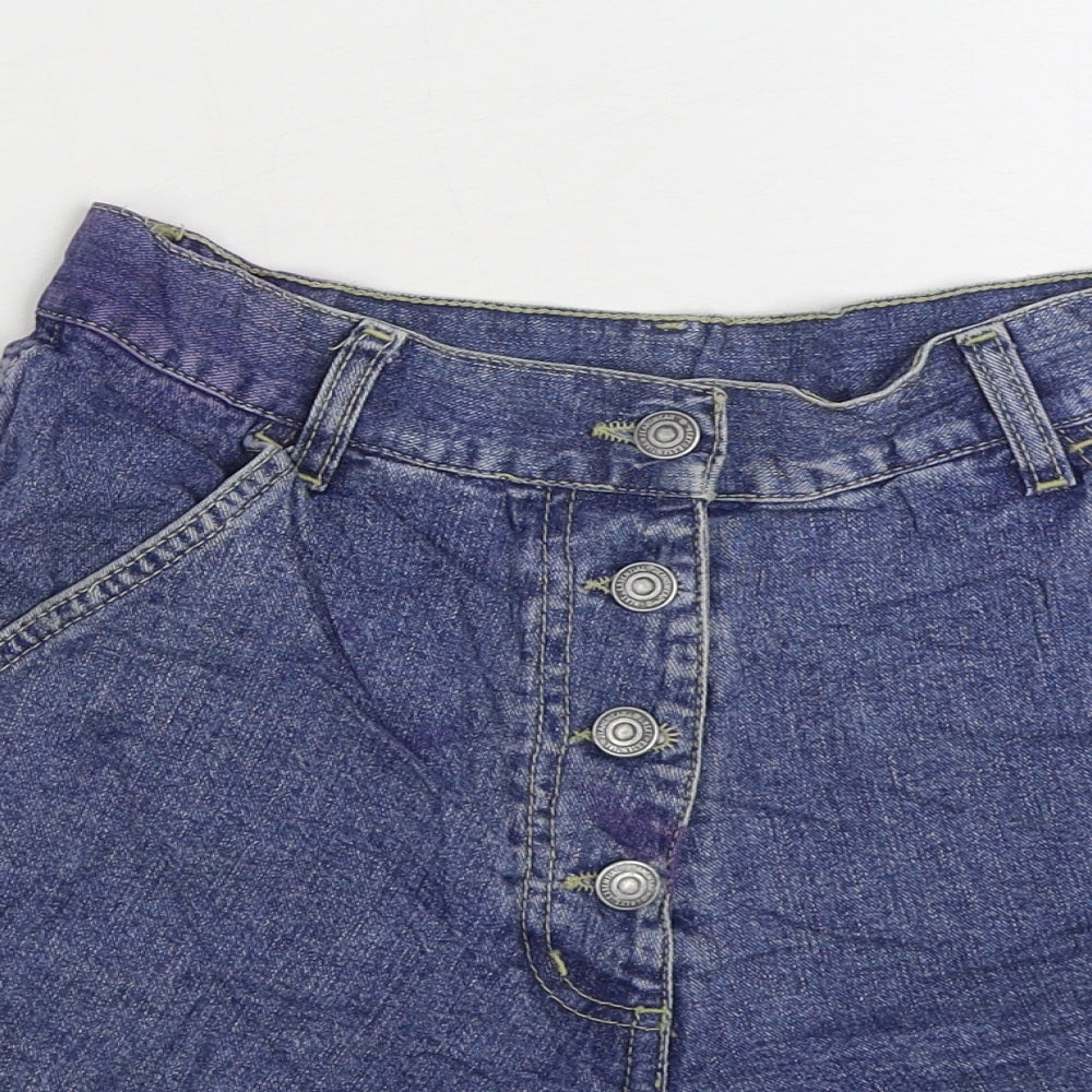 NEXT Womens Blue Cotton Hot Pants Shorts Size 12 Regular Button
