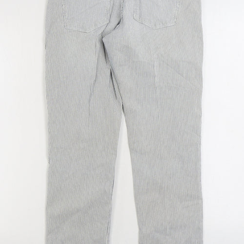 Marks and Spencer Womens White Striped Cotton Straight Jeans Size 8 L27 in Regular Zip