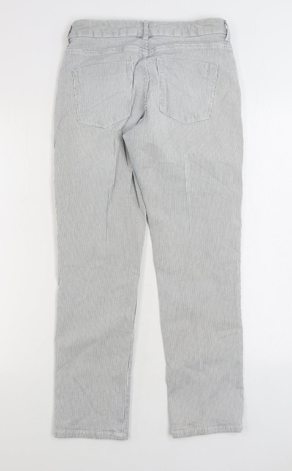 Marks and Spencer Womens White Striped Cotton Straight Jeans Size 8 L27 in Regular Zip