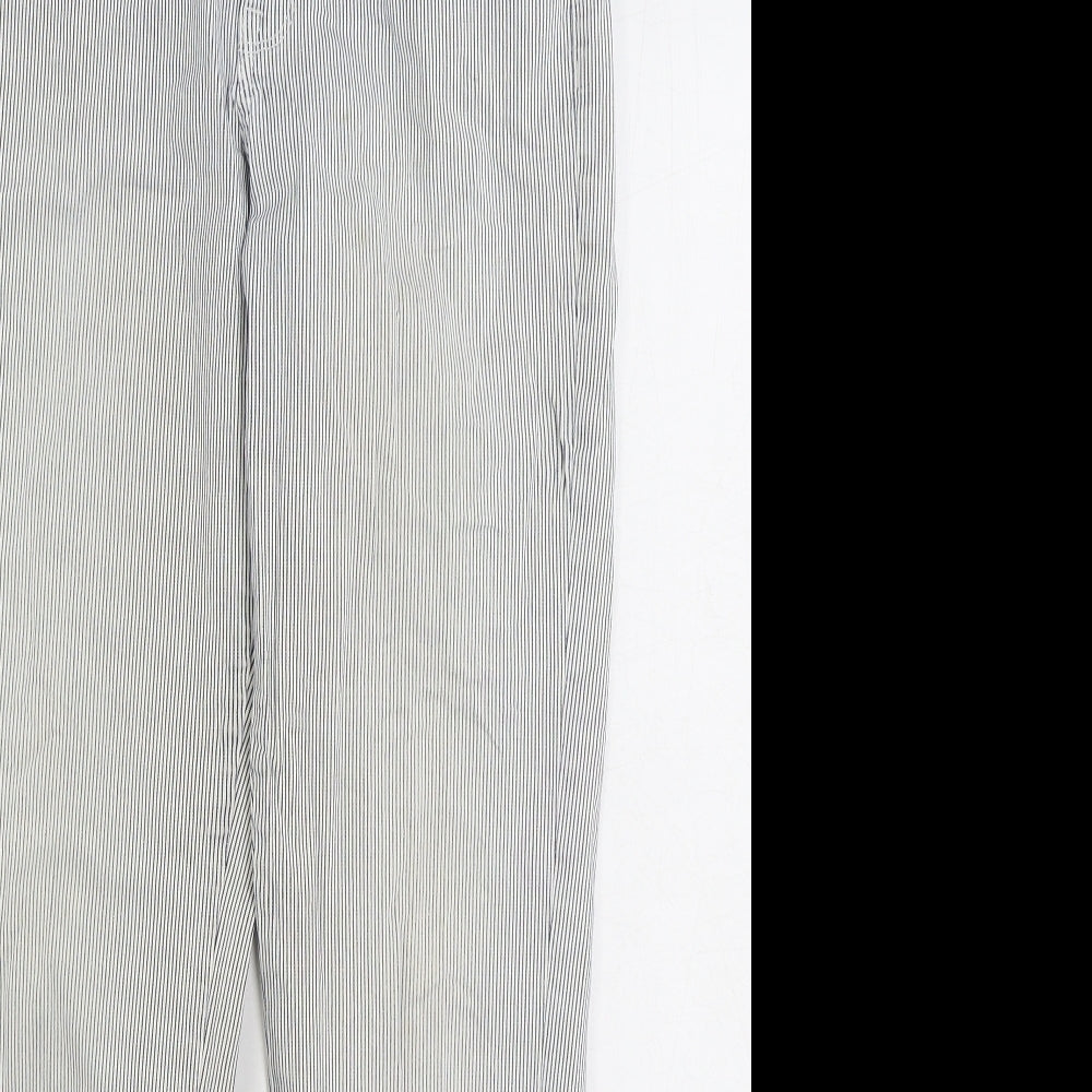 Marks and Spencer Womens White Striped Cotton Straight Jeans Size 8 L27 in Regular Zip