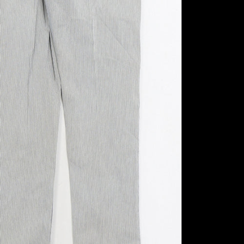 Marks and Spencer Womens White Striped Cotton Straight Jeans Size 8 L27 in Regular Zip