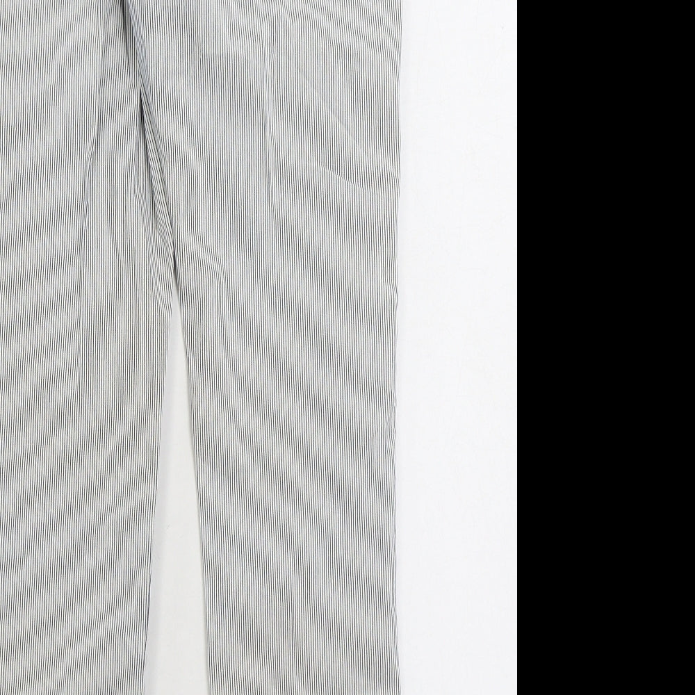 Marks and Spencer Womens White Striped Cotton Straight Jeans Size 8 L27 in Regular Zip