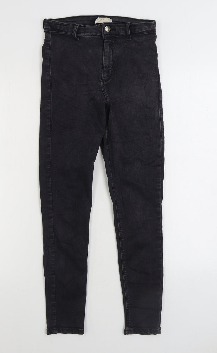 Topshop Mens Black Cotton Skinny Jeans Size 28 in L30 in Regular Zip