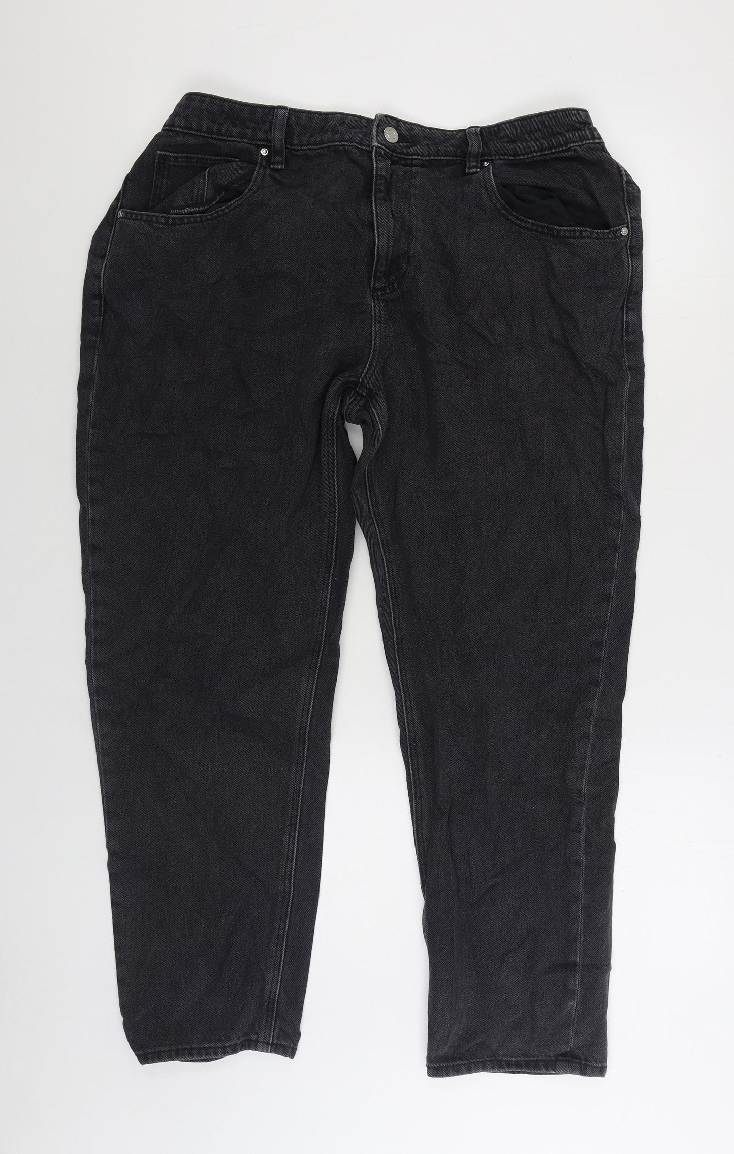 Asos Design Mens Black Cotton Straight Jeans Size 38 in L32 in Regular Zip