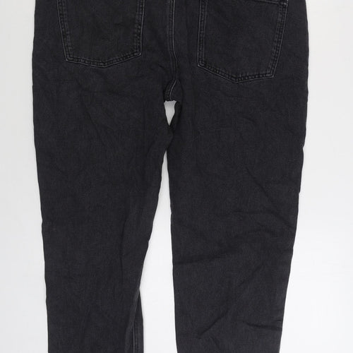 Asos Design Mens Black Cotton Straight Jeans Size 38 in L32 in Regular Zip