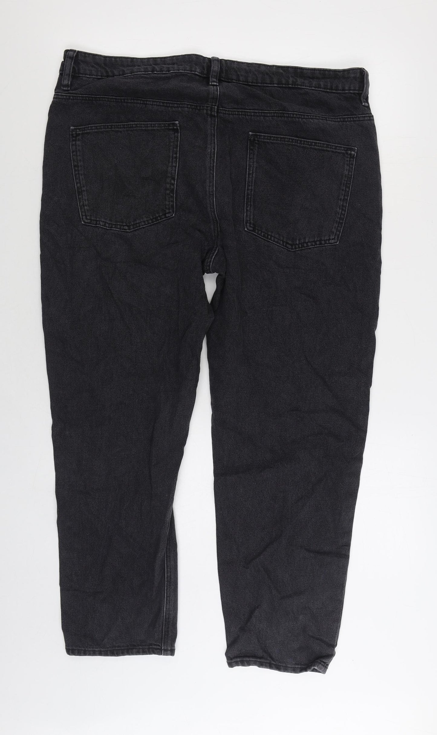 Asos Design Mens Black Cotton Straight Jeans Size 38 in L32 in Regular Zip