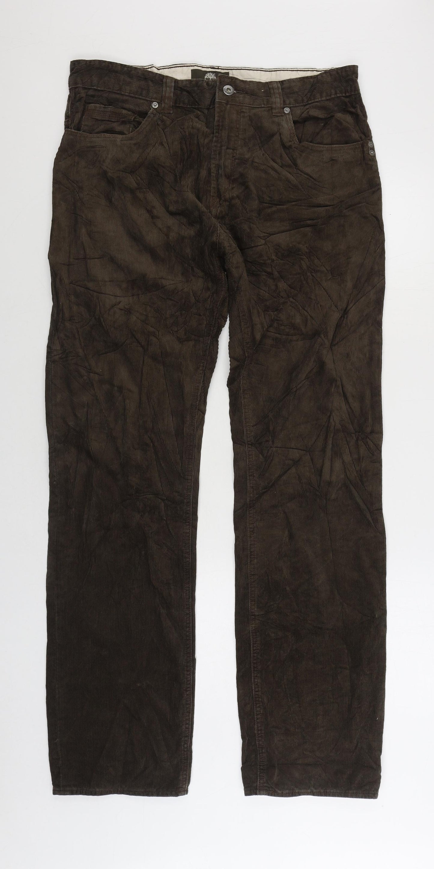 Timberland Mens Brown Cotton Trousers Size 34 in L33 in Regular Zip