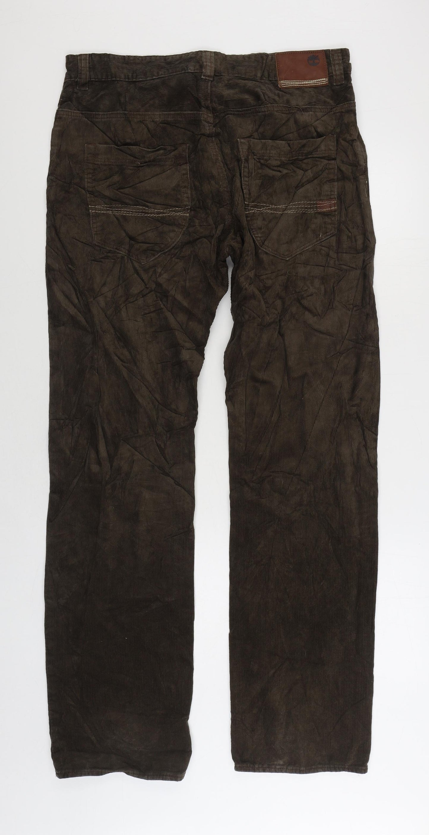 Timberland Mens Brown Cotton Trousers Size 34 in L33 in Regular Zip