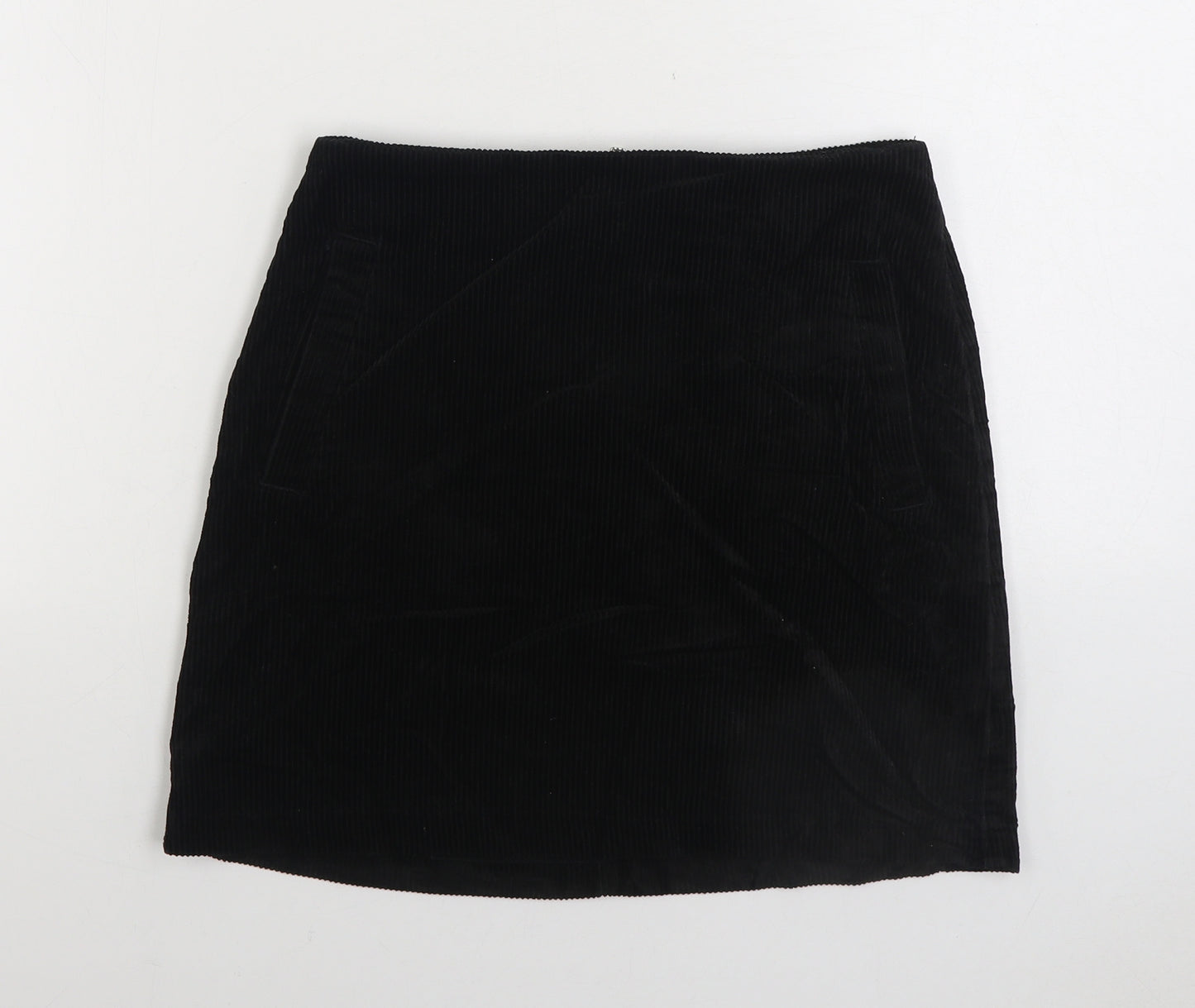 New Look Womens Black Cotton Mini Skirt Size 6 Zip