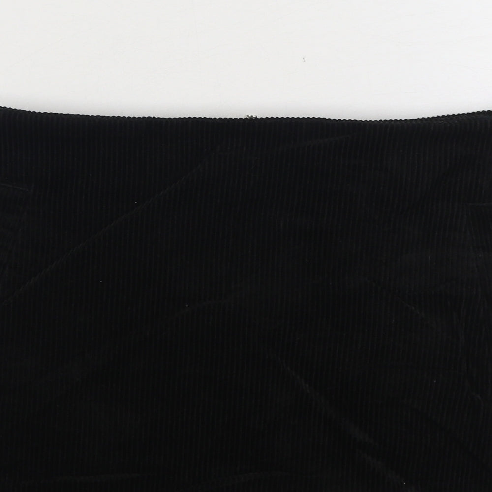 New Look Womens Black Cotton Mini Skirt Size 6 Zip