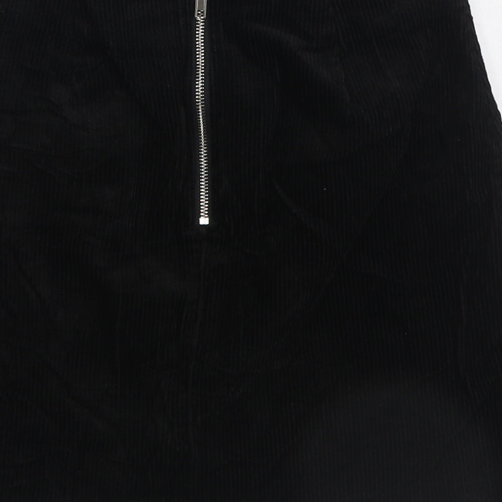 New Look Womens Black Cotton Mini Skirt Size 6 Zip