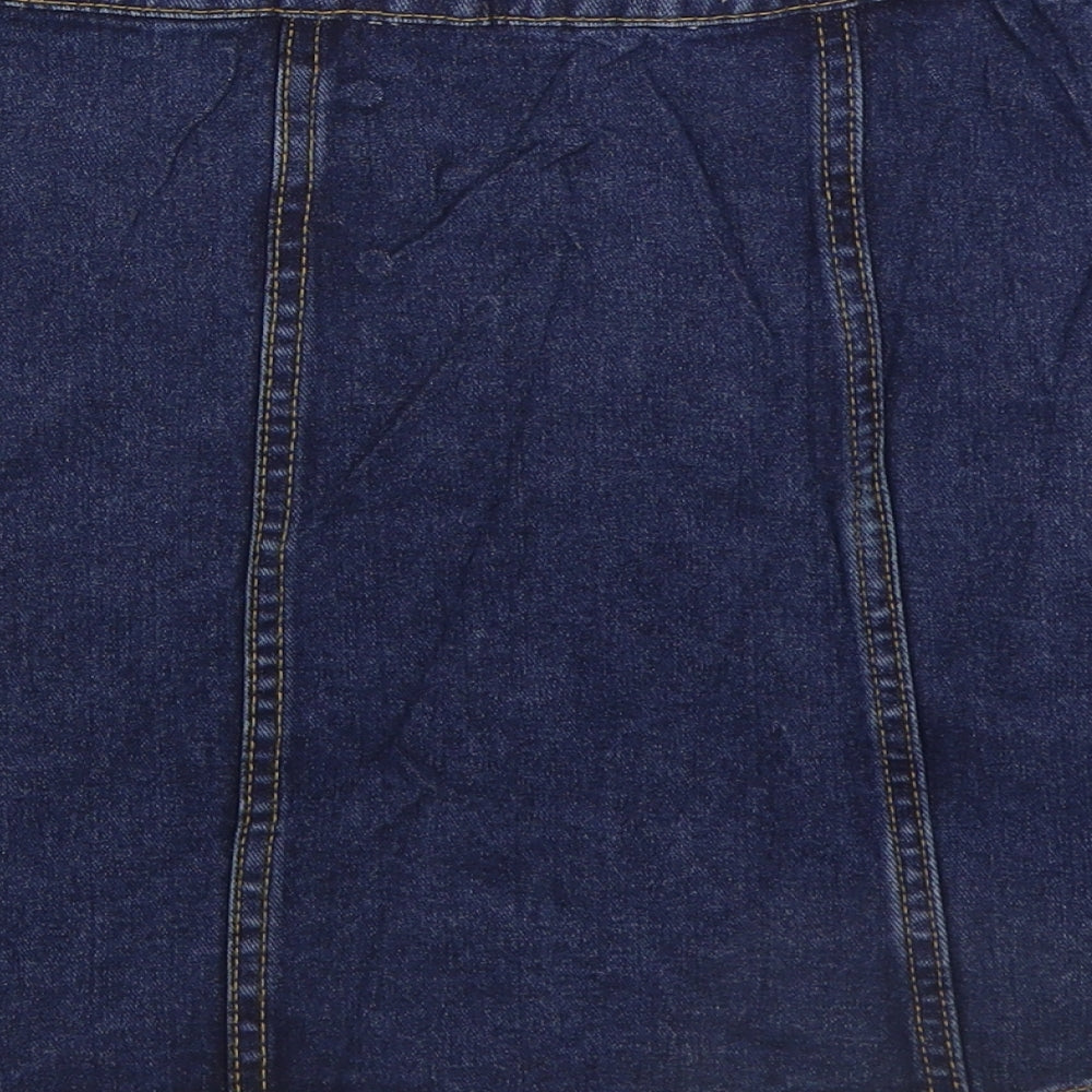 Denim & Co. Womens Blue Cotton Mini Skirt Size 12 Button