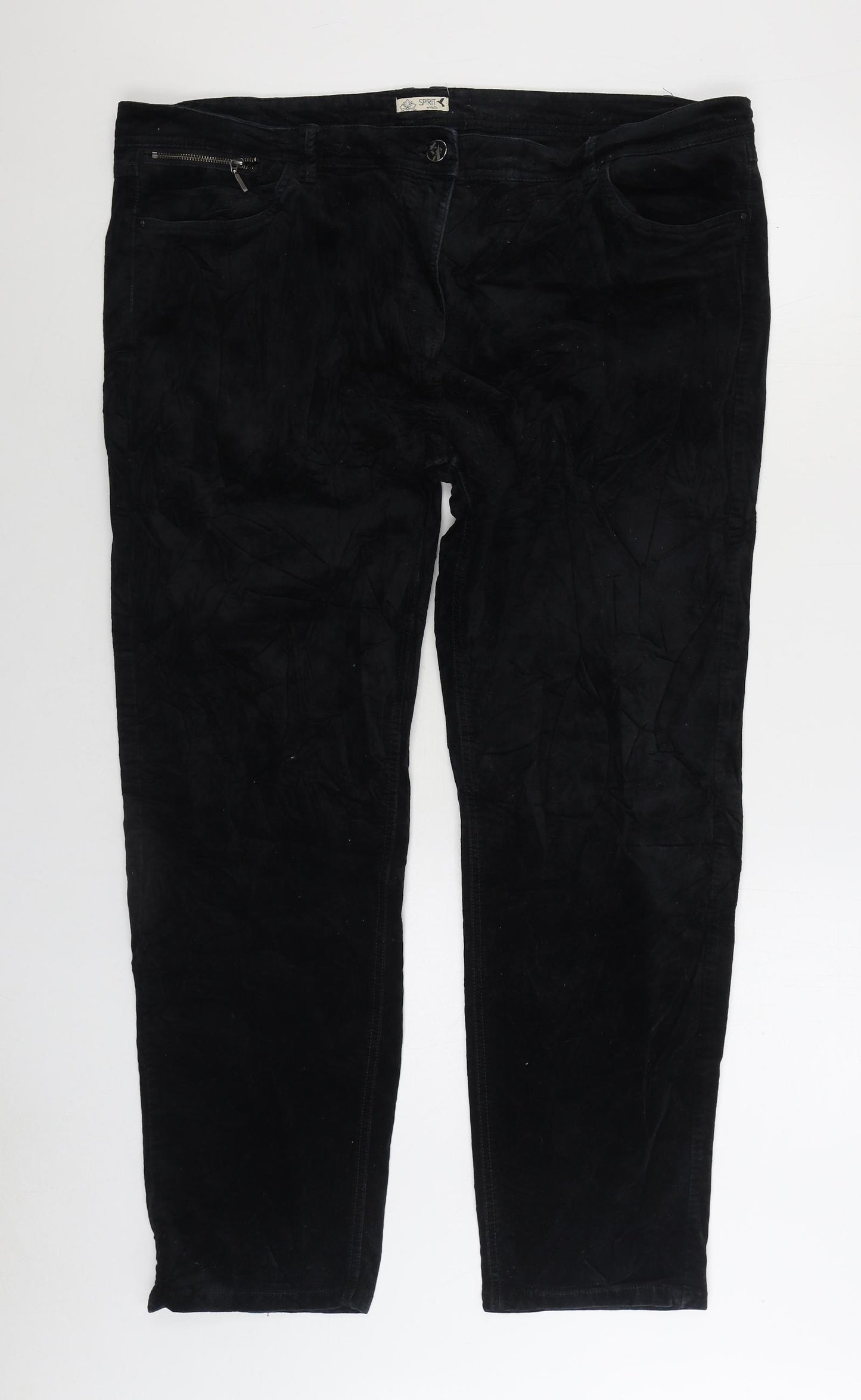 M&Co Womens Black Cotton Trousers Size 20 L29 in Regular Button