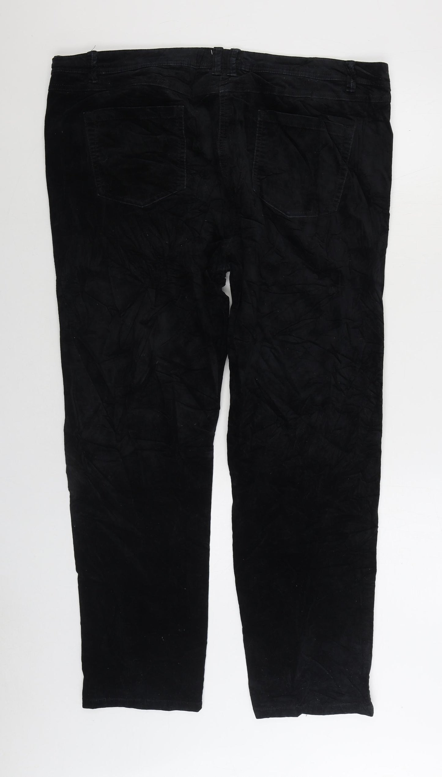 M&Co Womens Black Cotton Trousers Size 20 L29 in Regular Button