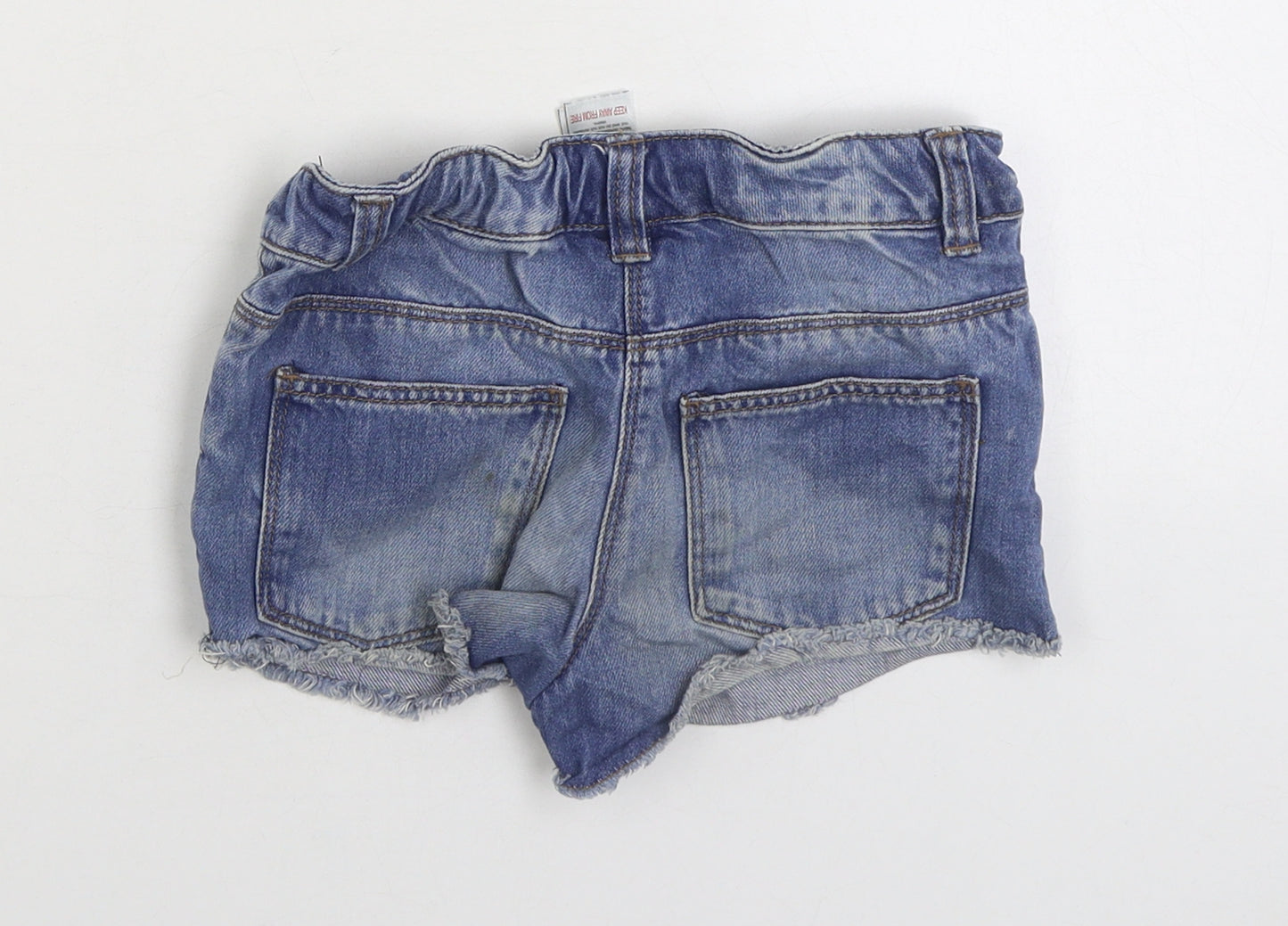 NEXT Girls Blue Cotton Hot Pants Shorts Size 6 Years Regular Zip