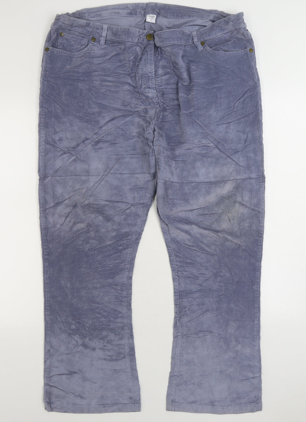 Cotton Traders Womens Blue Cotton Trousers Size 22 L28 in Regular Zip