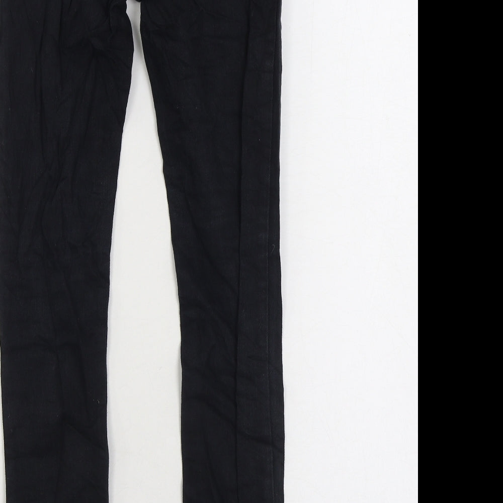 Marks and Spencer Girls Black Cotton Skinny Jeans Size 11 Years Regular Zip - Hello Kitty Ankle Zip