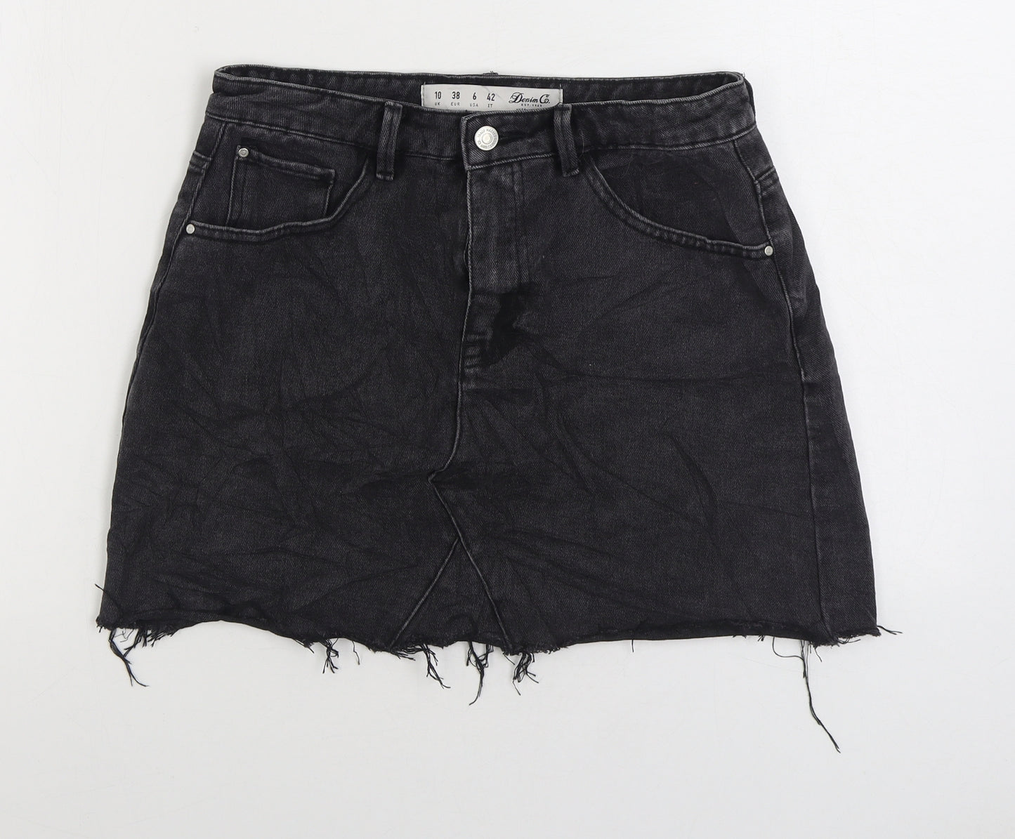 Denim & Co. Womens Black Cotton Maxi Skirt Size 10 Zip
