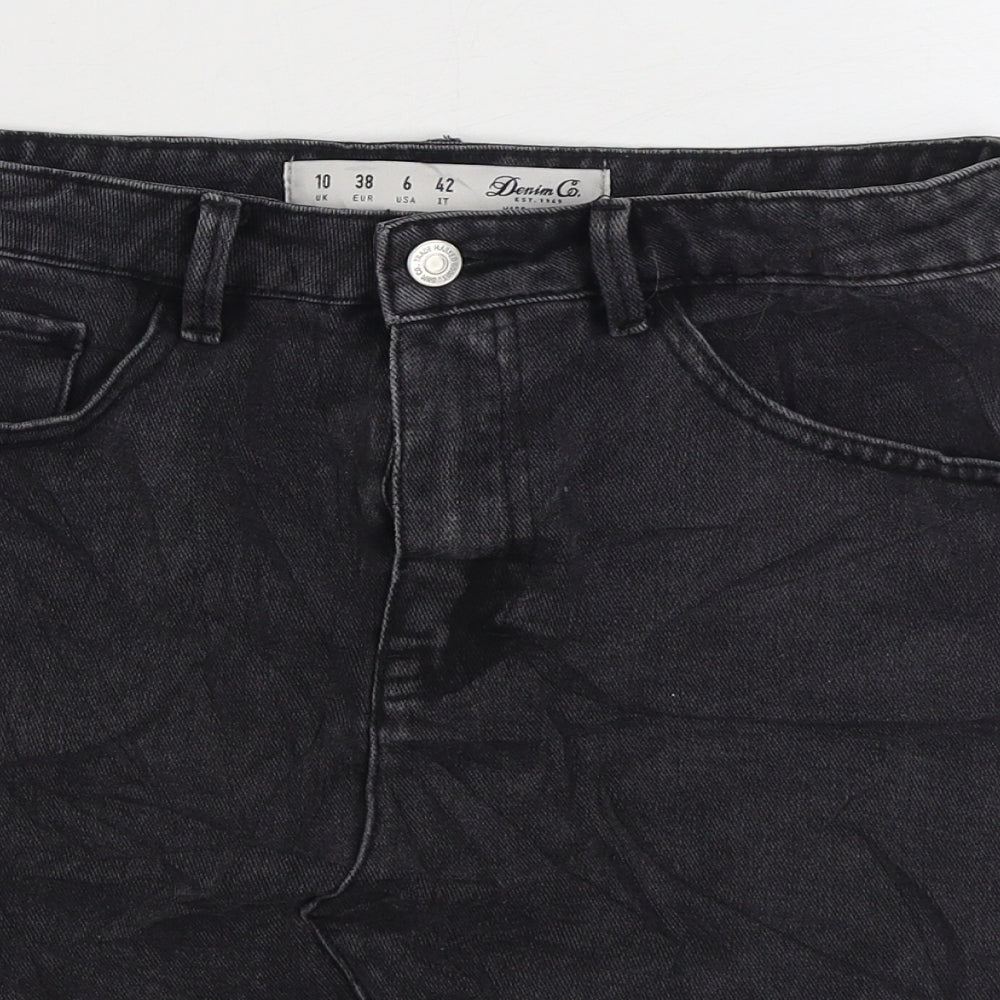 Denim & Co. Womens Black Cotton Maxi Skirt Size 10 Zip