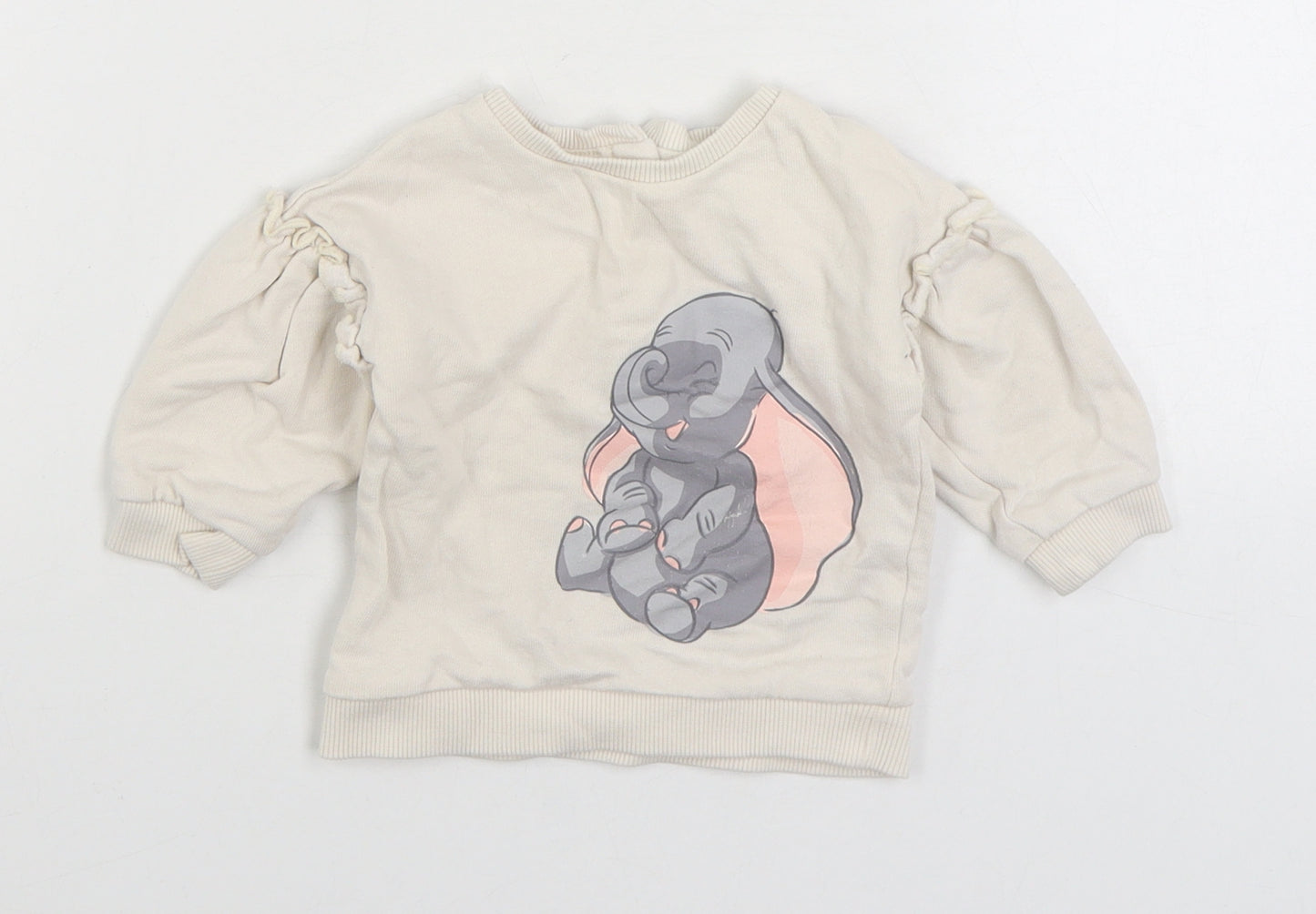 George Baby Beige Cotton Pullover Jumper Size 3-6 Months Snap - Dumbo