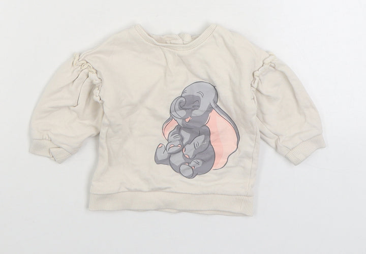 George Baby Beige Cotton Pullover Jumper Size 3-6 Months Snap - Dumbo