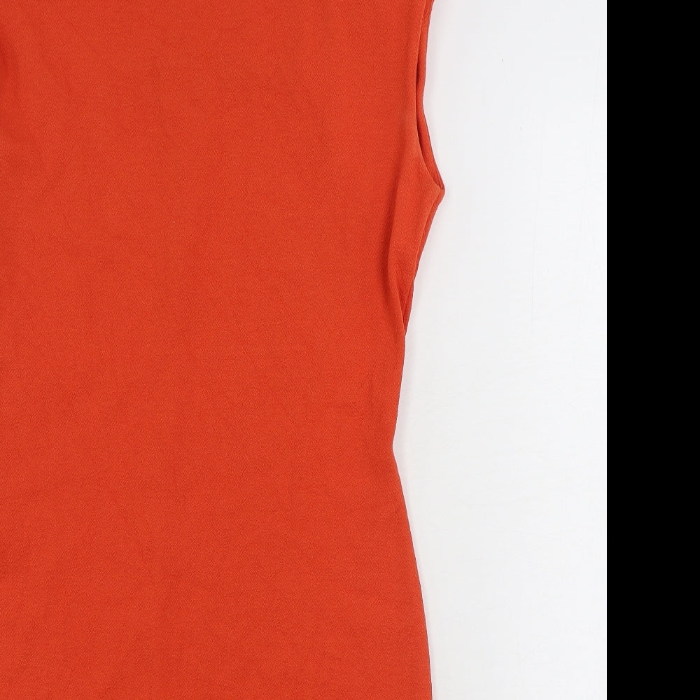 F&F Womens Orange Polyamide Pencil Dress Size 16 Boat Neck Zip