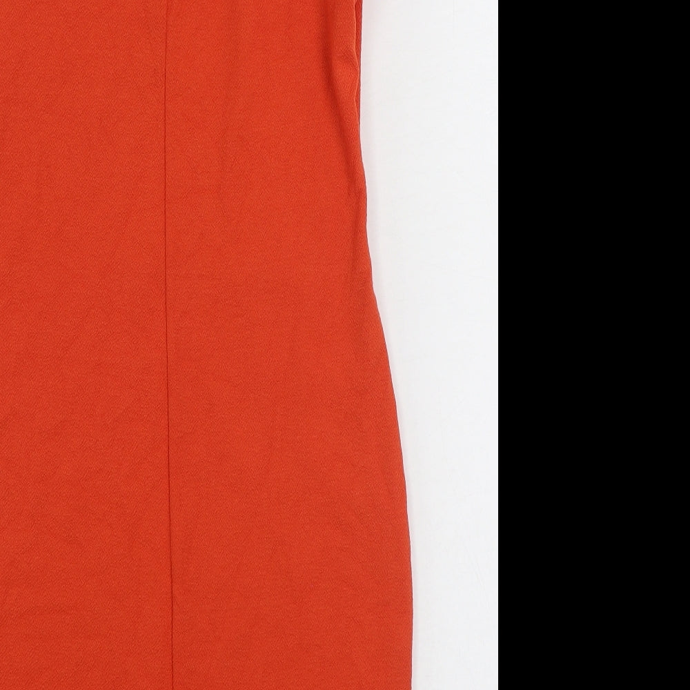 F&F Womens Orange Polyamide Pencil Dress Size 16 Boat Neck Zip