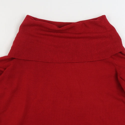 Marks and Spencer Womens Red Roll Neck Acrylic Pullover Jumper Size 10