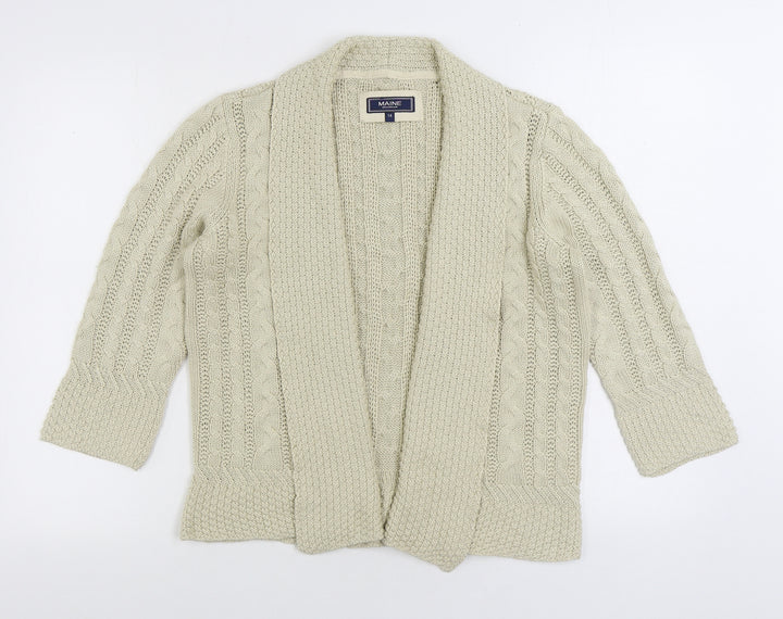 Maine Womens Beige V-Neck Acrylic Cardigan Jumper Size 14