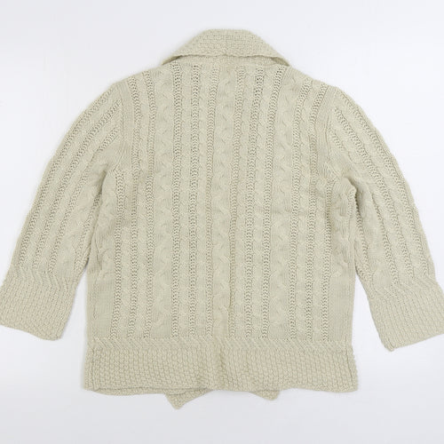 Maine Womens Beige V-Neck Acrylic Cardigan Jumper Size 14