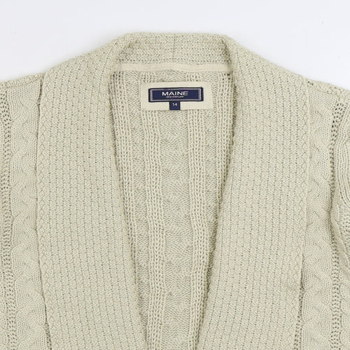 Maine Womens Beige V-Neck Acrylic Cardigan Jumper Size 14