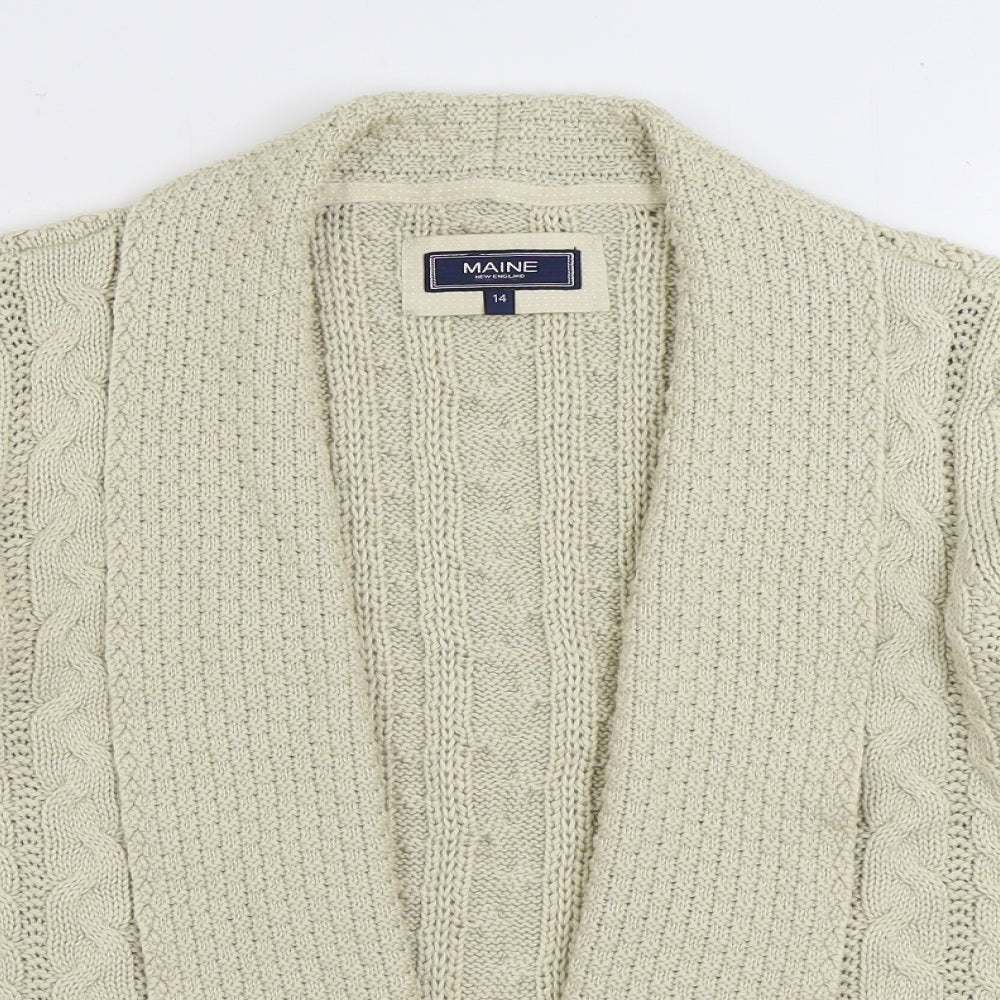 Maine Womens Beige V-Neck Acrylic Cardigan Jumper Size 14