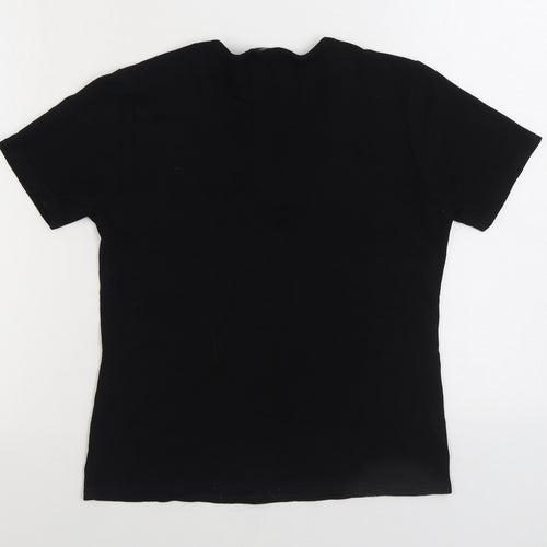Soul Collection Womens Black Viscose Basic T-Shirt Size S V-Neck - Lace detail neckline
