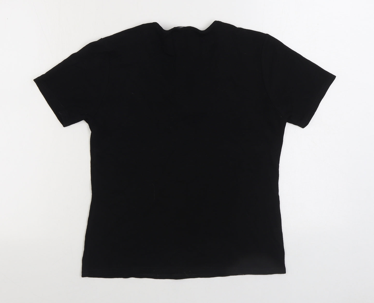 Soul Collection Womens Black Viscose Basic T-Shirt Size S V-Neck - Lace detail neckline