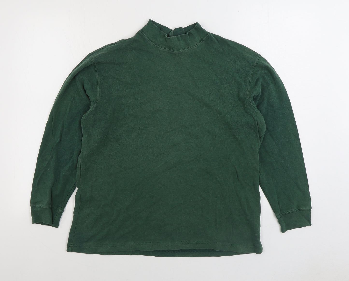 Basics Edition Mens Green Cotton Pullover Sweatshirt Size M