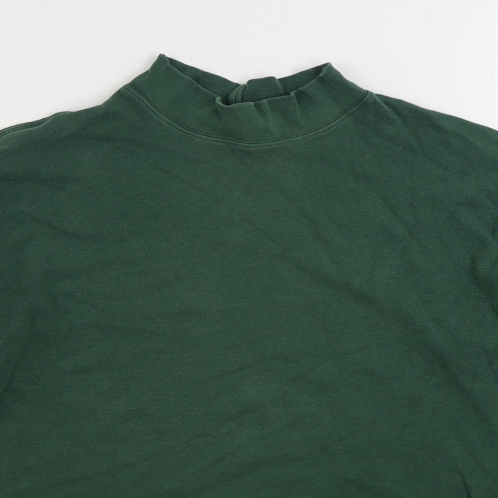 Basics Edition Mens Green Cotton Pullover Sweatshirt Size M
