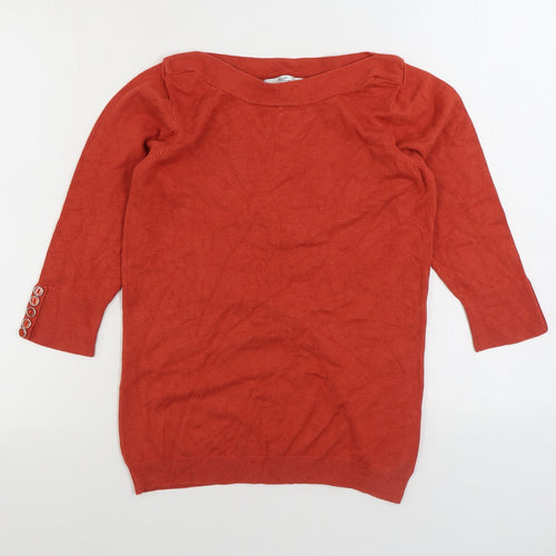 Klass Collection Womens Orange Boat Neck Acrylic Pullover Jumper Size S
