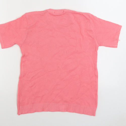 Pure and Natural Womens Pink Round Neck Acrylic Pullover Jumper Size S