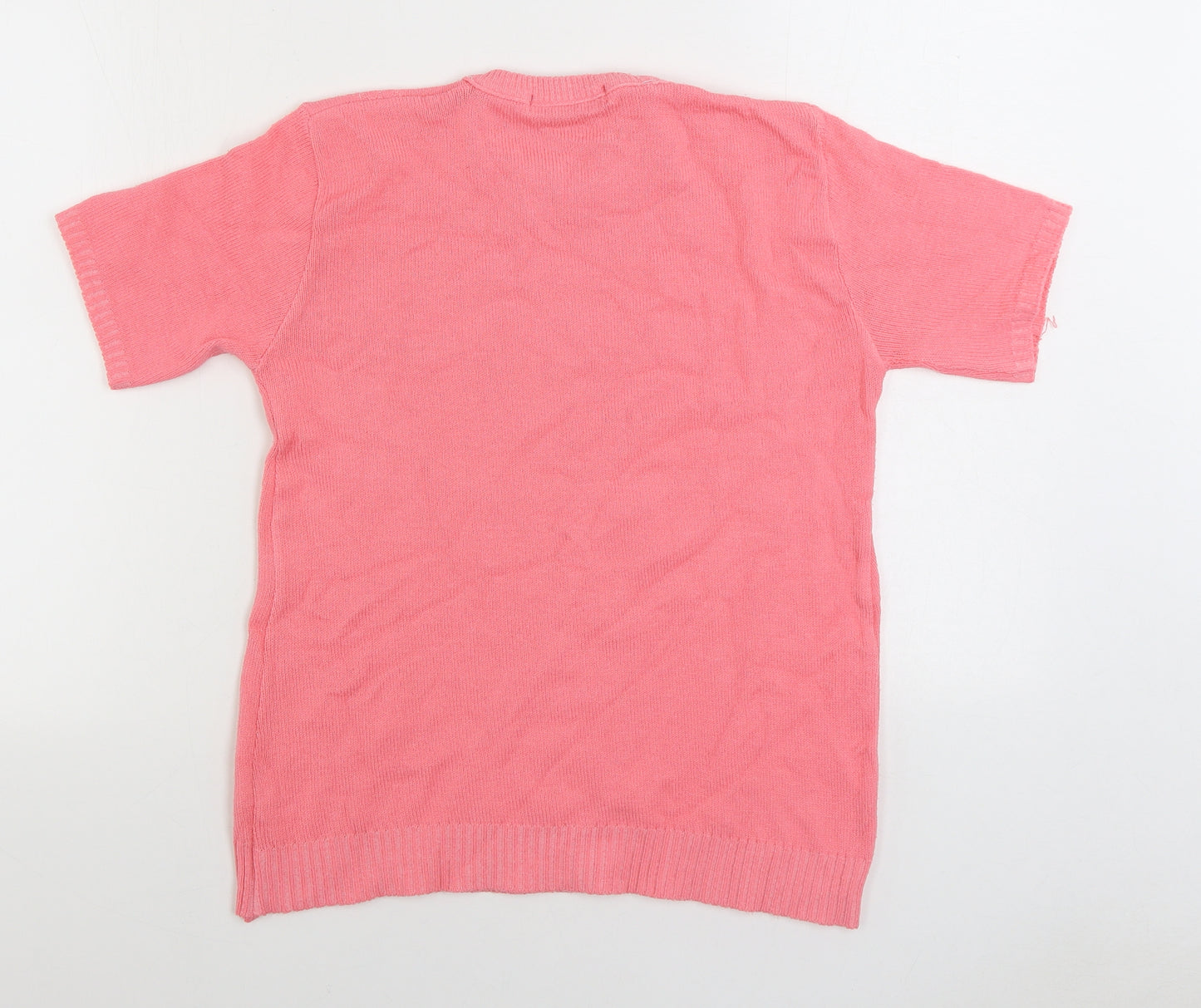 Pure and Natural Womens Pink Round Neck Acrylic Pullover Jumper Size S