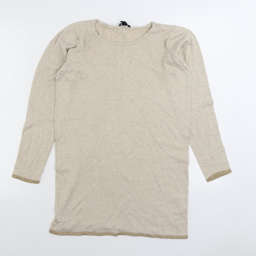 ESMARA Womens Beige Boat Neck Viscose Pullover Jumper Size S