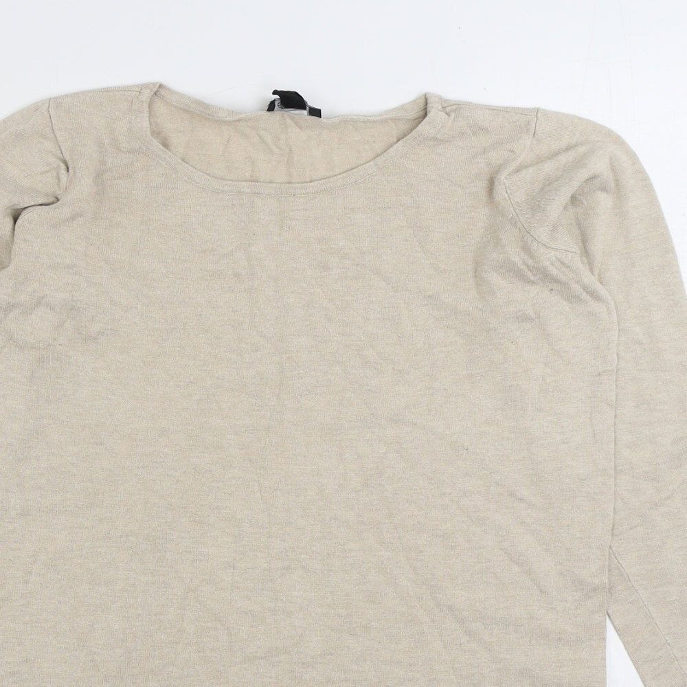 ESMARA Womens Beige Boat Neck Viscose Pullover Jumper Size S
