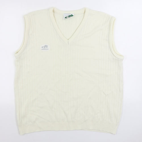Emsmorn Womens Ivory V-Neck Acrylic Vest Jumper Size 14