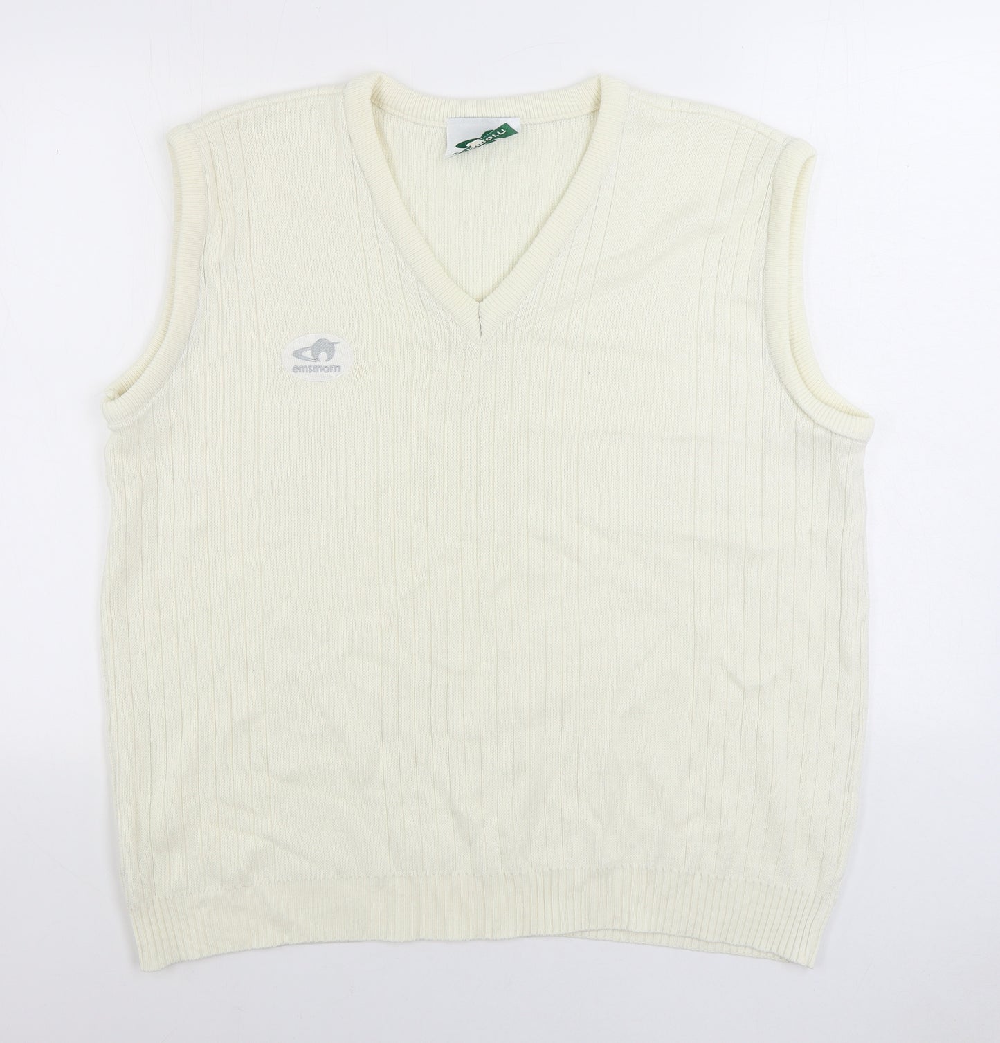 Emsmorn Womens Ivory V-Neck Acrylic Vest Jumper Size 14