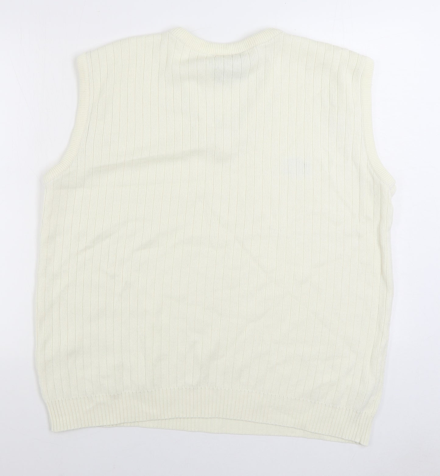 Emsmorn Womens Ivory V-Neck Acrylic Vest Jumper Size 14