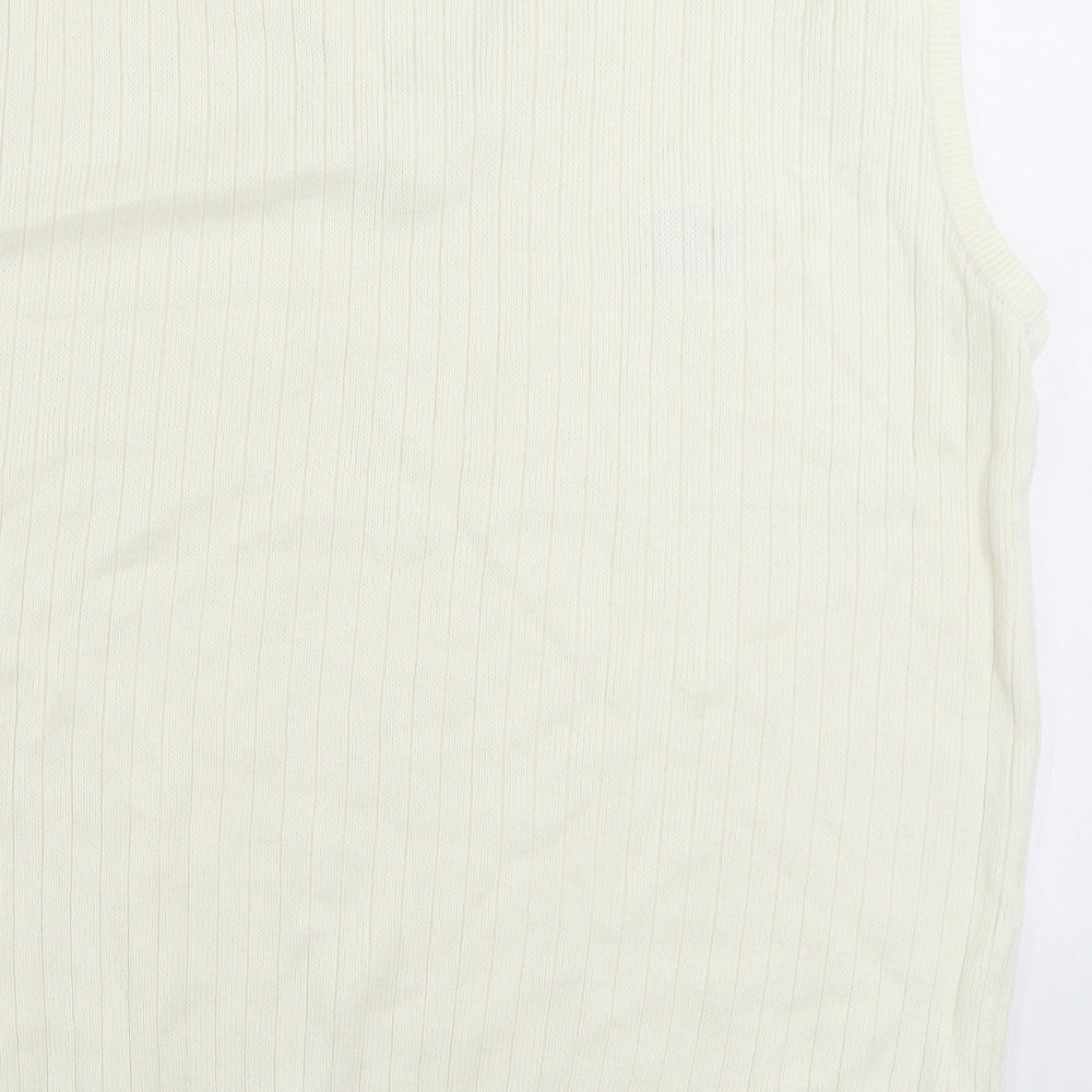 Emsmorn Womens Ivory V-Neck Acrylic Vest Jumper Size 14