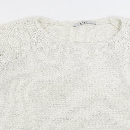 George Womens White Round Neck Acrylic Pullover Jumper Size 14 - Lace Trim