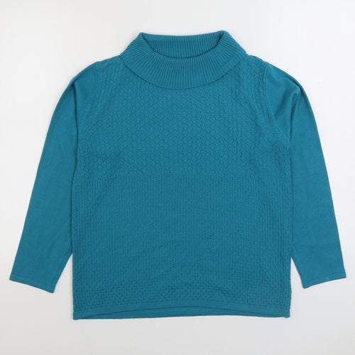 Casamia Womens Blue Roll Neck Acrylic Pullover Jumper Size M